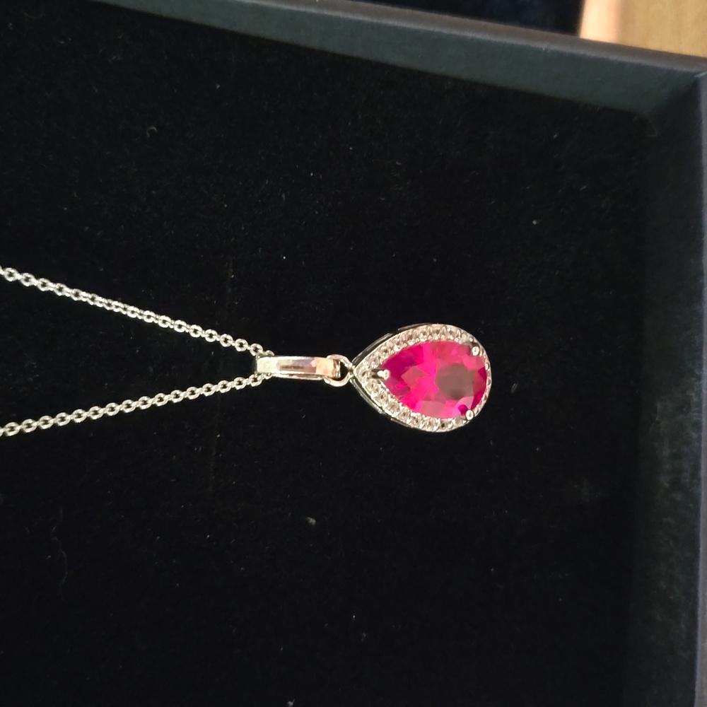 Lab created ruby necklace - Picture 2 of 7